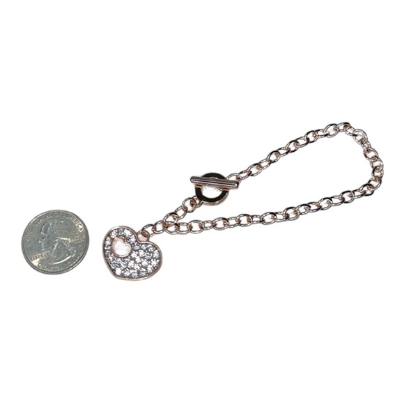 NEW Swarovski Crystal Rose Gold Sparkling Heart Charm Toggle Bracelet - Picture 3 of 4